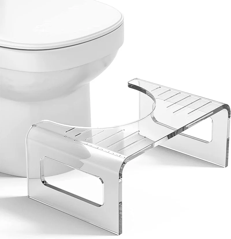 7 Inches Clear Acrylic Bathroom Non-Slip Pooping Toilet Stool for Adults