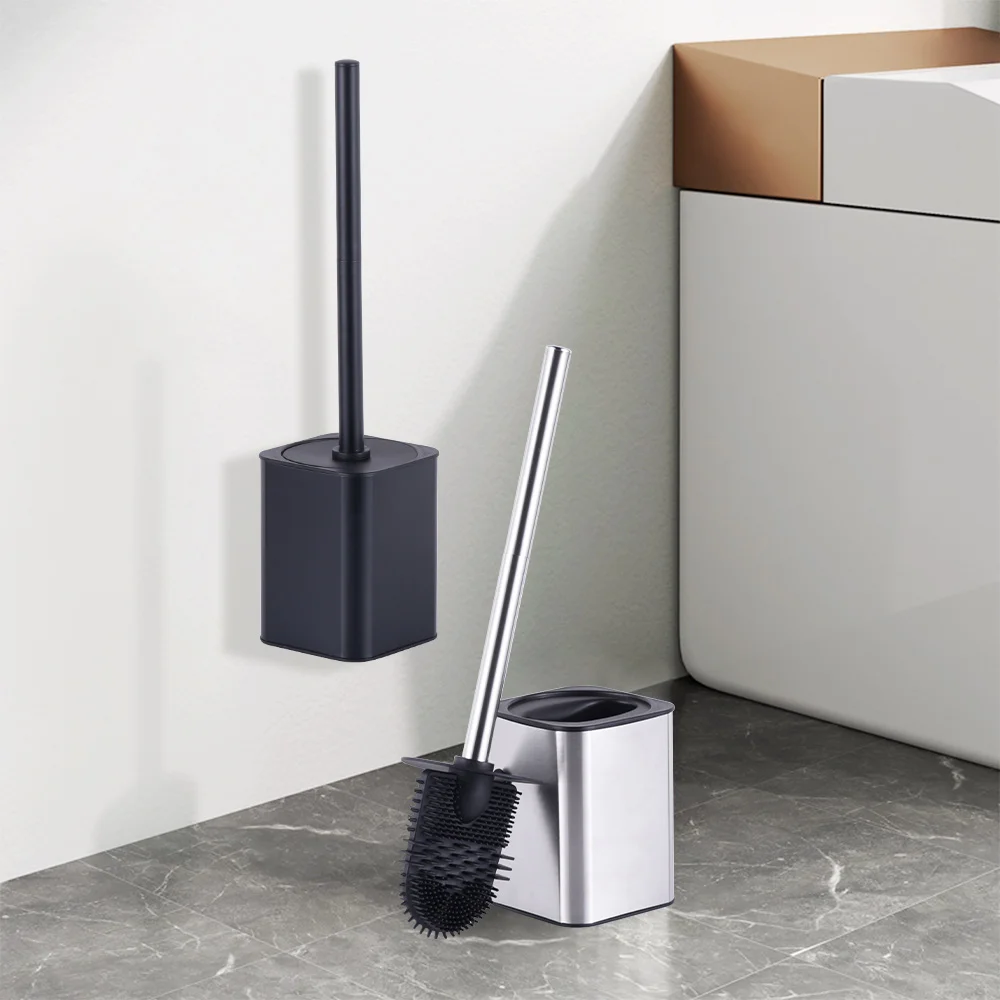 High Quality Square Toilet Brush Holder Set Tpr Silicone Cleaning Brushes Toilet Brush