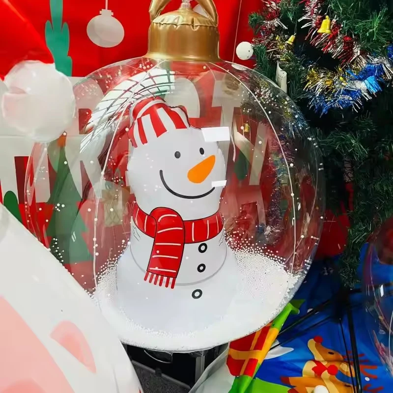 Christmas Tree Santa Claus Snowman Inflatable Balloon With Led Light Outdoor Yard PVC Sphere Transparent Blow Up Christmas Ball