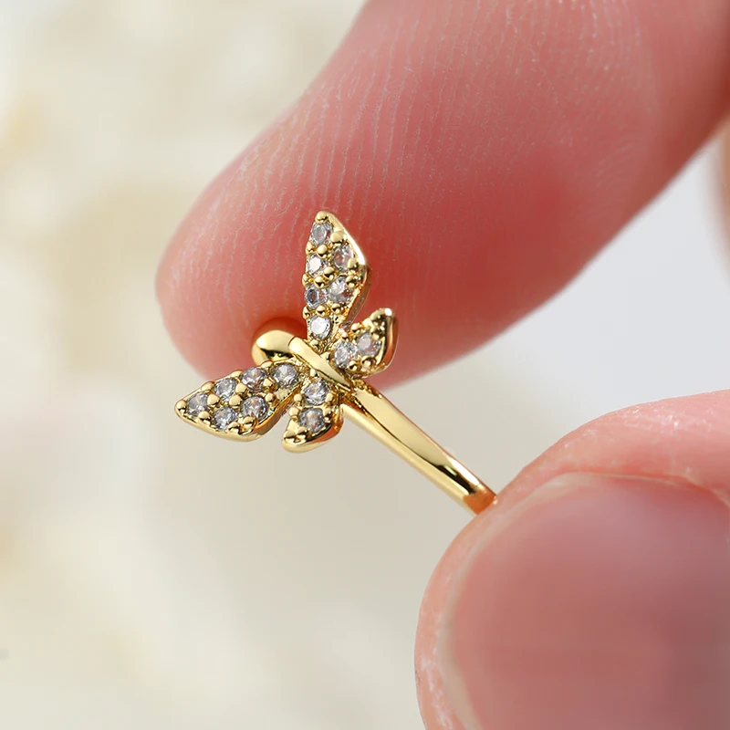 Factory Wholesale Zircon Gold U-shaped Nose Rings Brass Crystal Non Piercing Clip Nose Nail Jewelry for Women Men