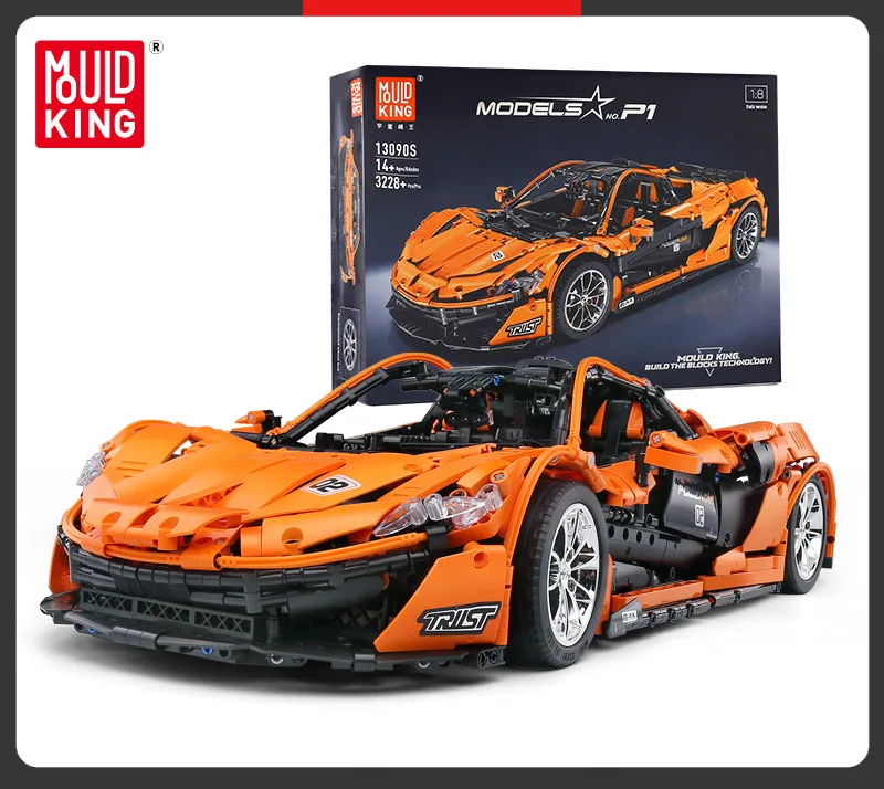 Mould King 13090 McLaren P1 Hypercar Building Blocks Sports Car Technic Bricks 1:8 Vehicle Assembly For Kids Electric RC gift