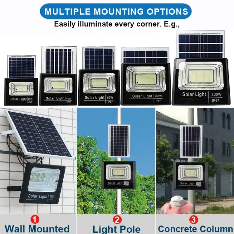 DNG Class Patent Design 100 Watts 200 Watts Solar Flood Light Focus Light Led Flood Light Floodlights Solar Panels