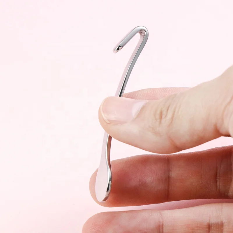 Top quality tiny Hooked cosmetic cream spoon stainless steel mini shilajit hook spoon