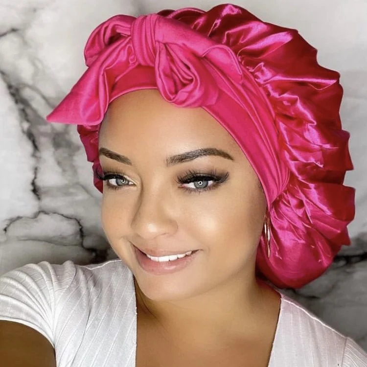 soft silk bonnets wholesale custom color mommy and me bonnets long tie satin hair bonnet