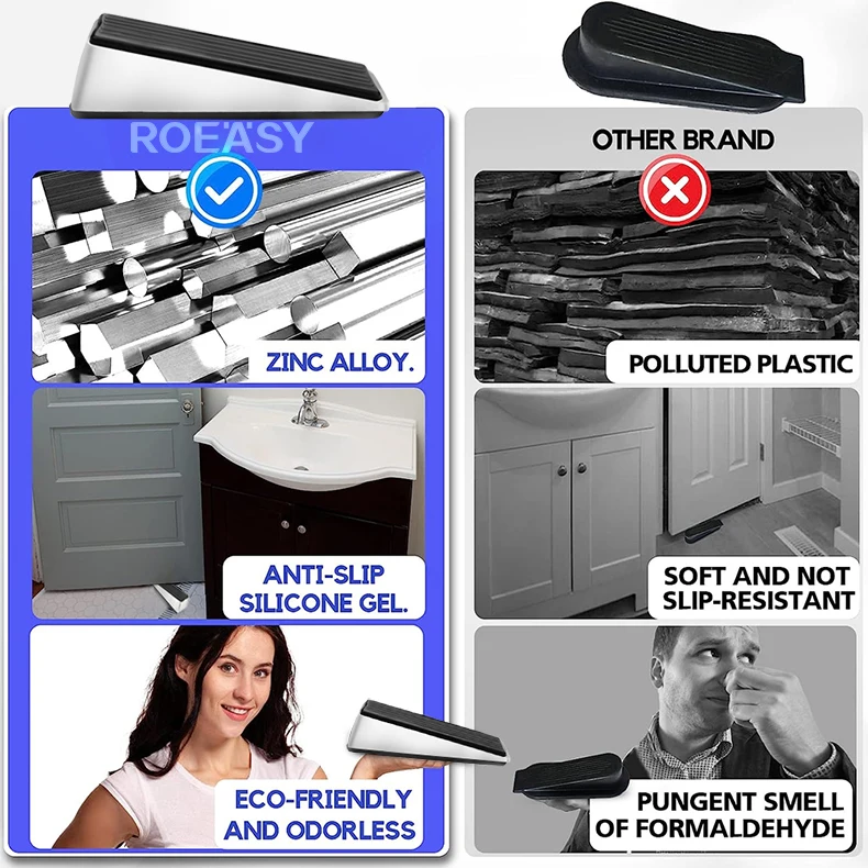 Roeasy door stopper silicone door hardware stainless steel rubber mounted rubber door stopper holder