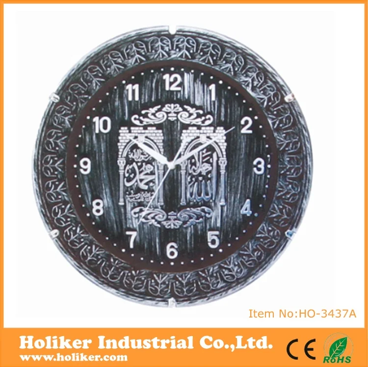 luxury design Indian Islamic prayer time clock themes azan wall clock with music