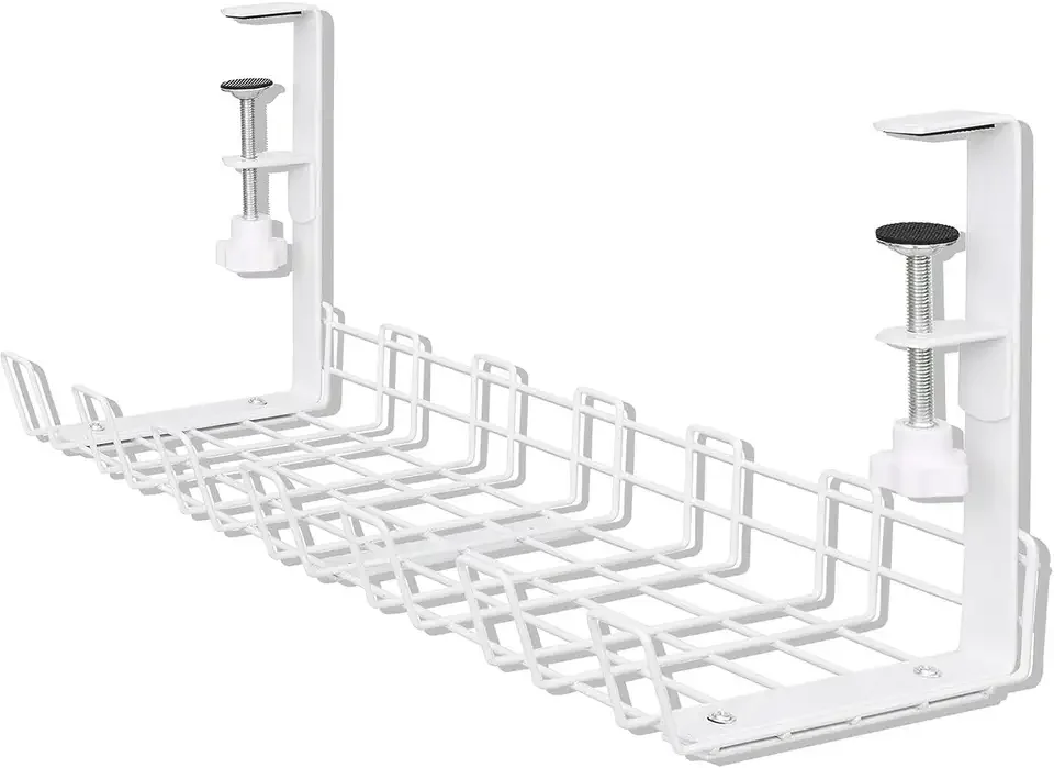 Living room Office Under Desk No drilling adjustable sturdy Cable Management Tray Metal Cord Wire Organization