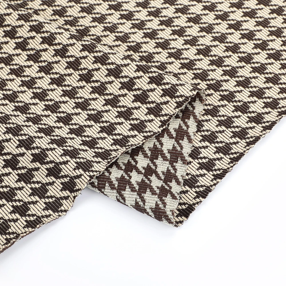 DB Textile Knitted Eco-friendly 90% Polyester 10% Spandex Houndstooth Stripe Jacquard Fabric for Clothing