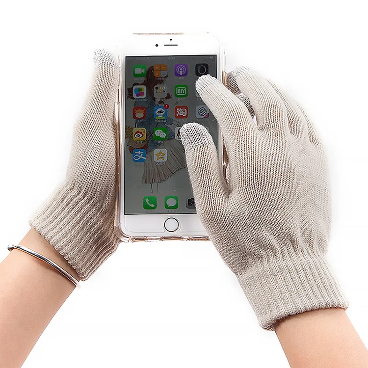 Customized Colorful Knitting Wool Acrylic Touch Screen Gloves, Micro-touch Medical Gloves%