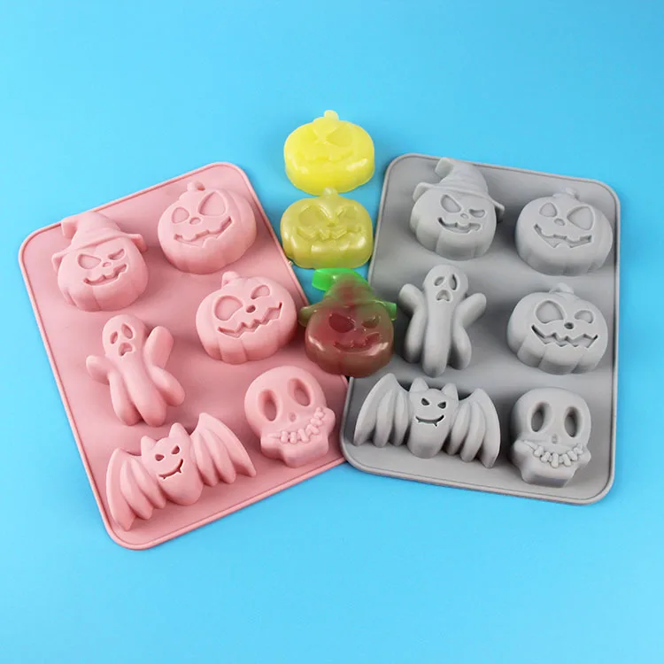 Ghost Festival Pumpkin Chocolate Cookie Cake Mold DIY Baking Tools Six Hole Halloween Silicone Mold