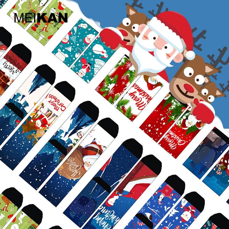 MEIKAN Christmas Series Fashion Pattern Men Socks Custom Coolmax Material Unisex Plain Knit Funny Print Crew Socks