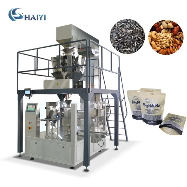 Automatic rotary premade doypack zipper bag seeds nuts packing machine