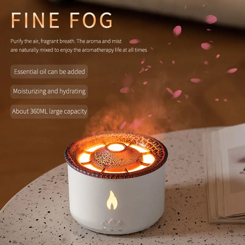 Automatic Humidifier Cold Air Mist Jelly Fish Flame Effect Diffuser Volcano Aroma Machine Mini Essential Oil Diffuser