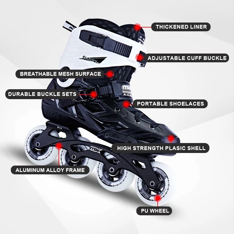 High-end Adults Slalom Inline Roller Skates Shoes PU 4 Wheel Freestyle Aggressive Inline Skate Shoes