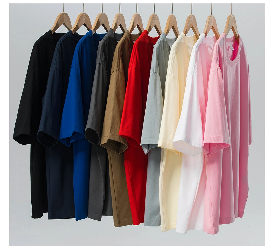 260 Gsm Blank Cotton Mens Hip Hop Drop Shoulder T-Shirts Streetwear Oversized Simple T Shirt For Men