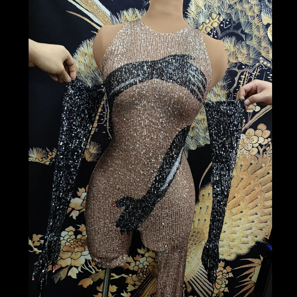2023 Designer Sleeveless Rhinestone Sequin Pole Dance Bodysuits Exotic Stripper Outfits Women Club Stage Performance Jumpsuit