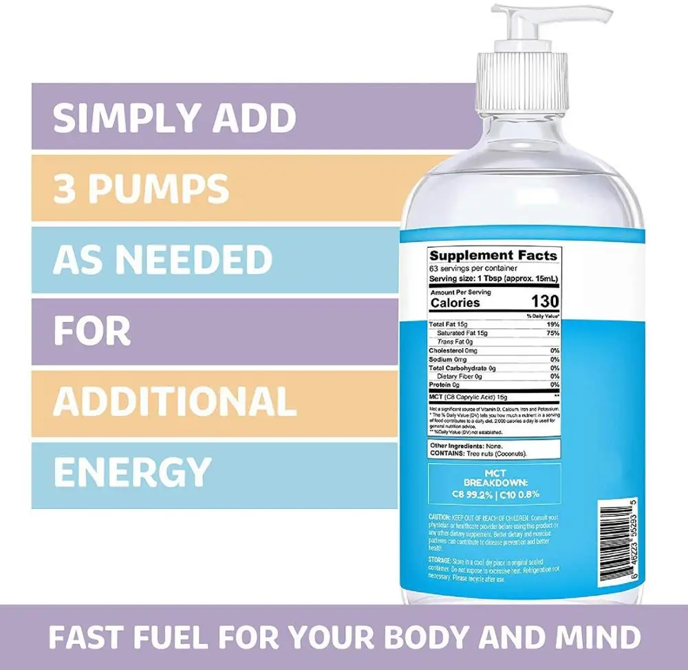 Private label organic food grade c8 mct oil virgin coconut oil for health