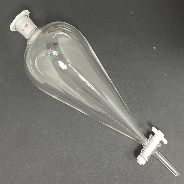 PTFE piston pear shaped glass separating funnel Glass Separating Funnel Manufacturer 500 ml 1000 ml