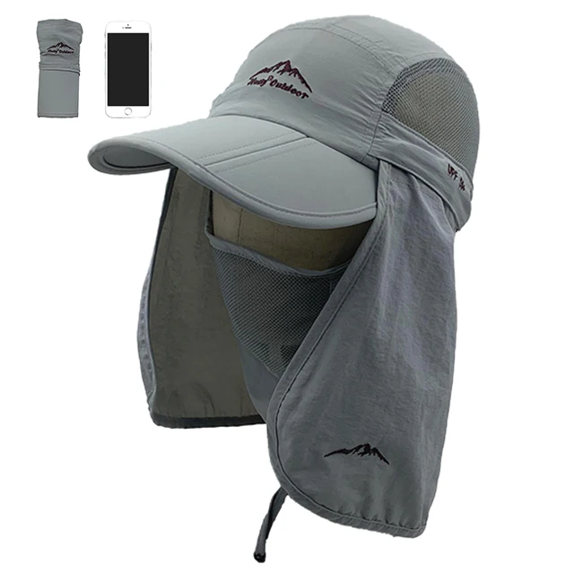 Manufacture custom 100% polyester sun block fishing hat foldable sun visor neck flap baseball cap legionnaire hiking cap