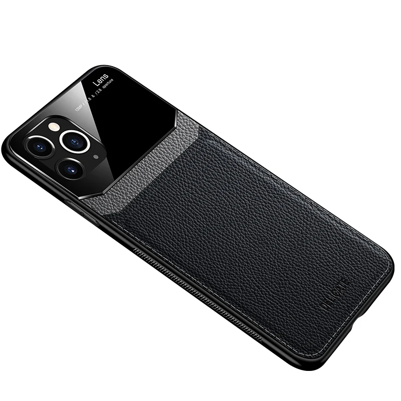 
Lens Hybrid for iphone12 5.4/6.1/6.7 Litchi leather cell phone case shockproof back cover for iphone 11 pro max cases 