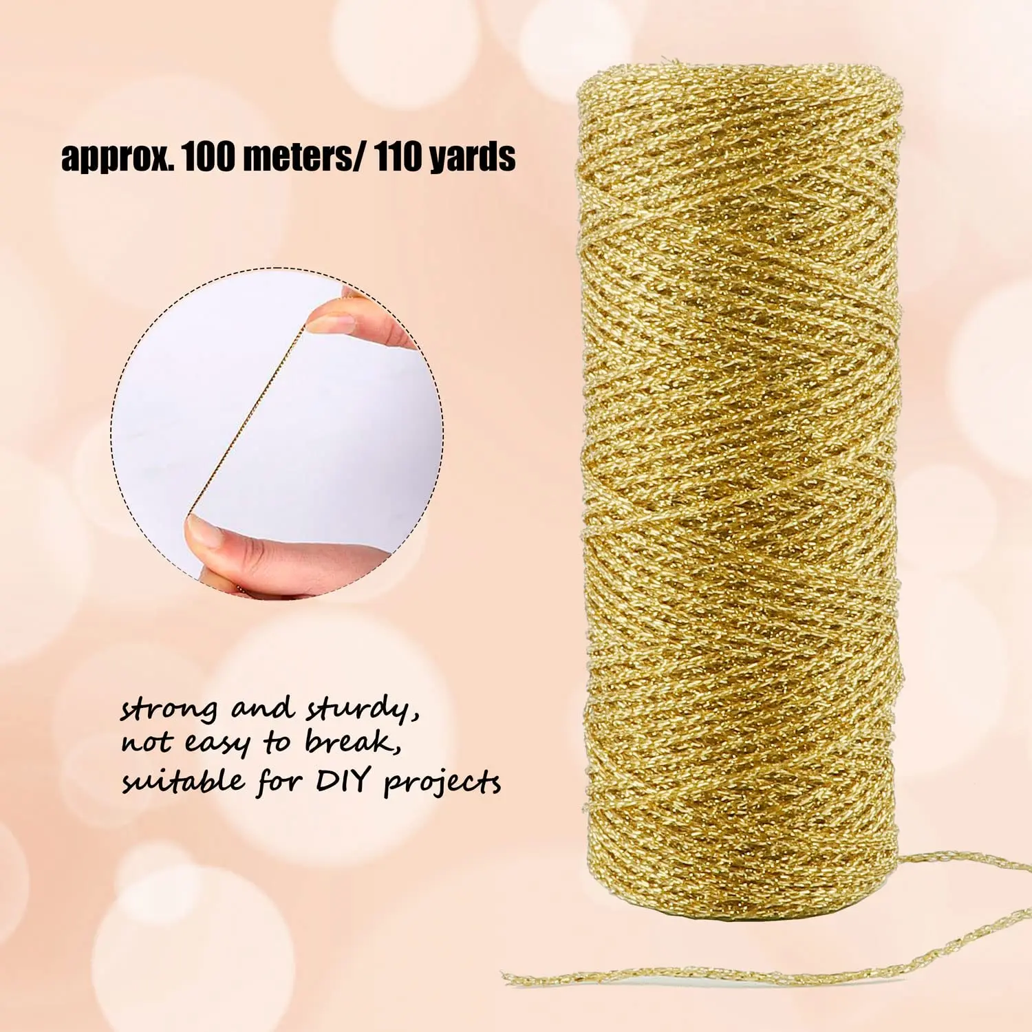 Wholesale Gold Thread Cord Packing Rope 2mm*100m Ornament String silver DIY Wedding Party Christmas