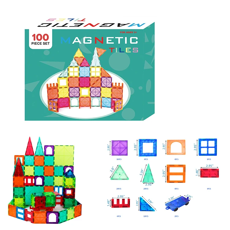 108PCS Educational Magnetic Toys 3D Construction Magnet Building Blocks Sets Magnetic Tiles for kids