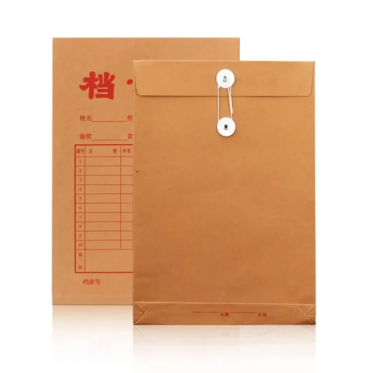 OEM reinforce Envelope Packaging customized recycled brown paper A4 kraft Free Stock Sample Gift file Envelope