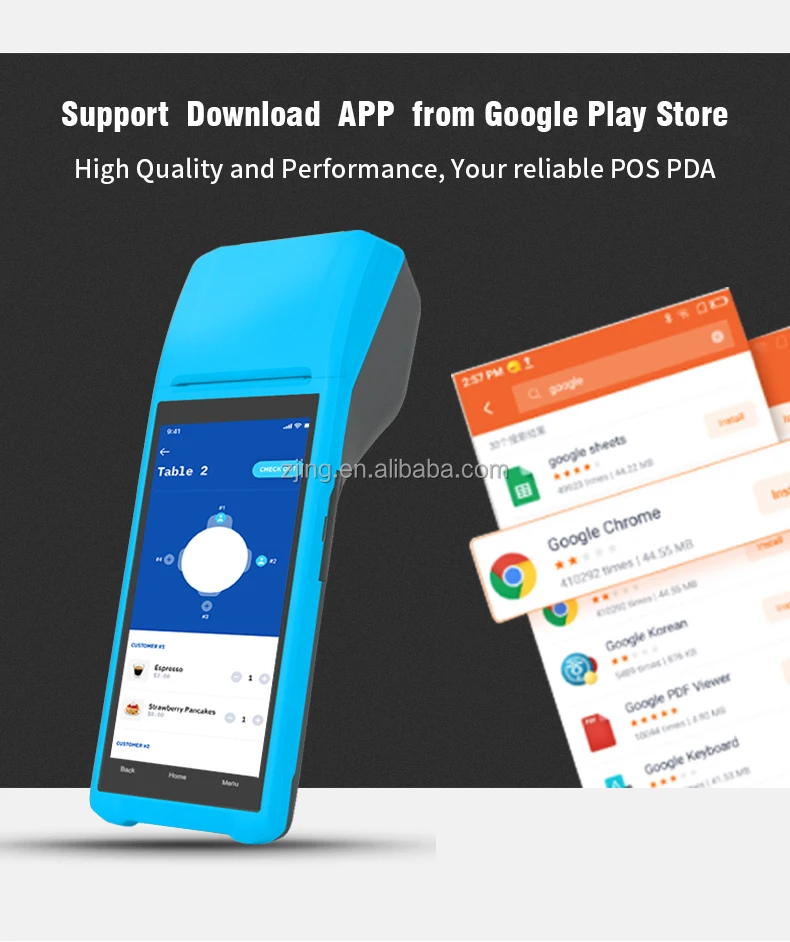 2023 Cheap New 5.5 Inch Handheld Pos Machine Android 8.1 System Touch Screen Mobile Pos Terminal With Printer ZJ6100