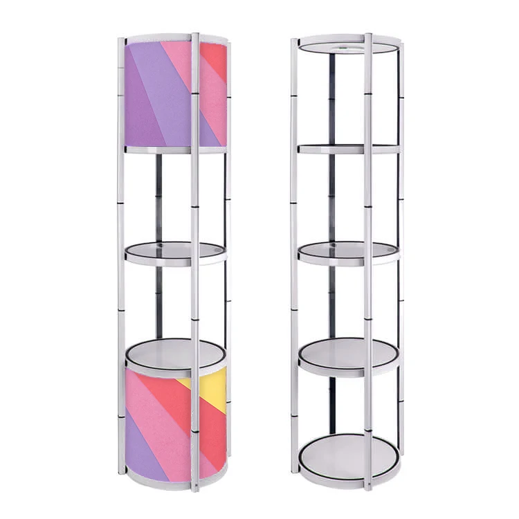 Customized printing fashion design and construction floor twist tower modular exhibition stand