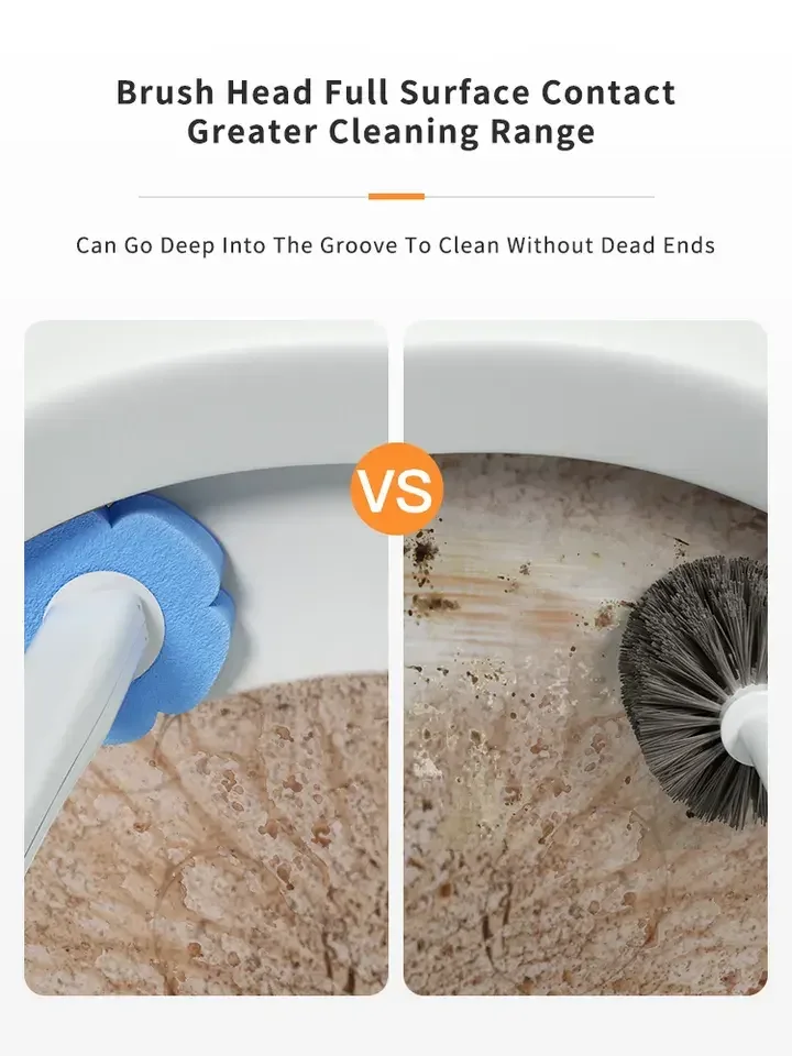 Disposable Toilet Brush Set Bathroom No-dead Multi-Functional Cleaning Brush Holder Set Ventilation Slots Base Toilet Brush