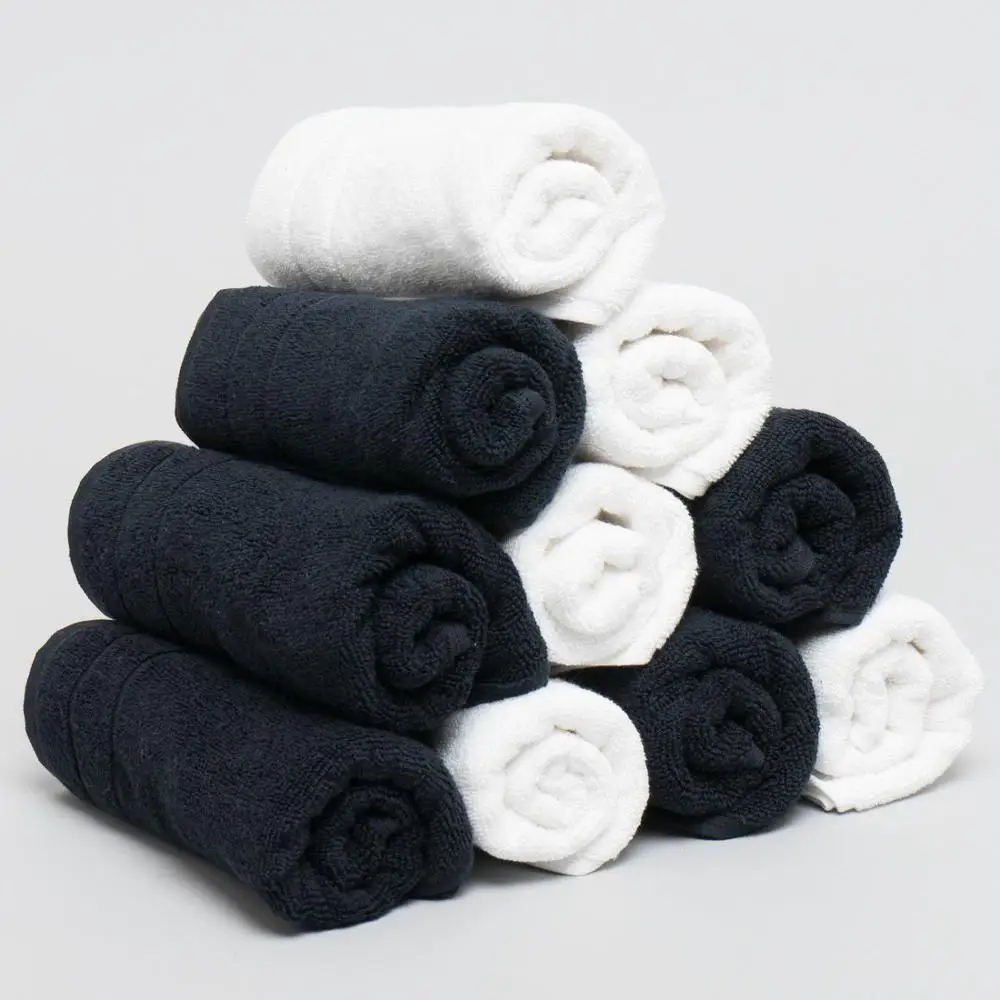 Отбеливающие безопасные спа-полотенца, персонализированное Брендовое хлопковое черное полотенце для волос для салона красоты