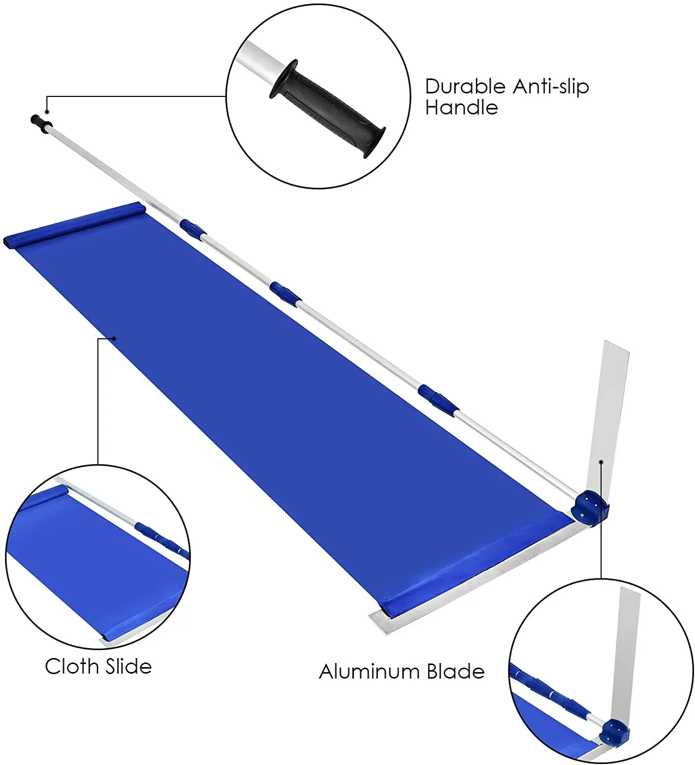 Extendable Snow Roof Rake for House Car Shelter with Tear-Resistant Snow Slide