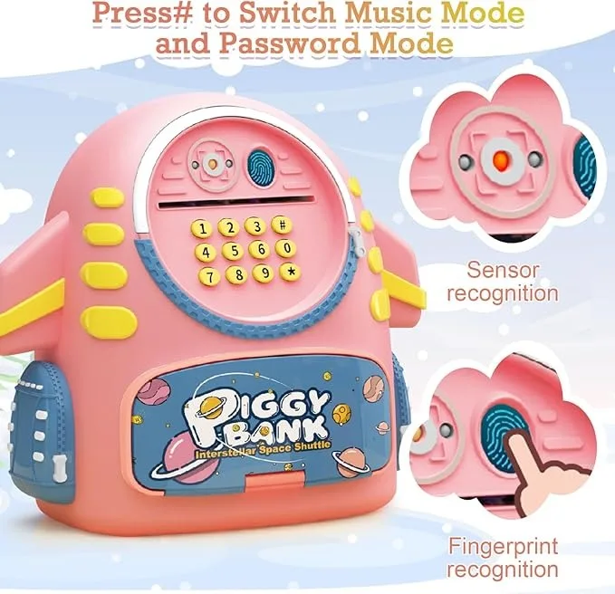 Electronic Piggy Bank for Kids With Password Protection Intelligent Analog Induction Airplane Cash Coin Toy