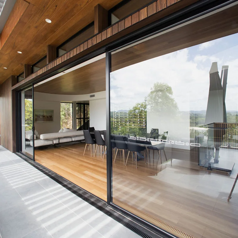 Pocket door slide system with smart lock slim frame patio door exterior waterproof double glass automatic sliding pocket doors