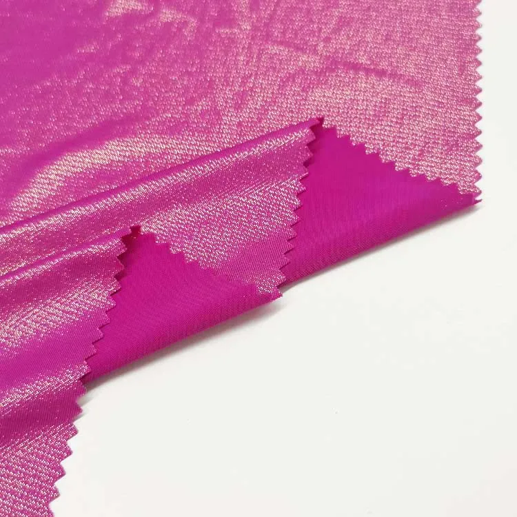 FDY Foil Polyester Spandex Fabric Knitting Single Jersey Fabric For Sportswear With Solid Purple Color