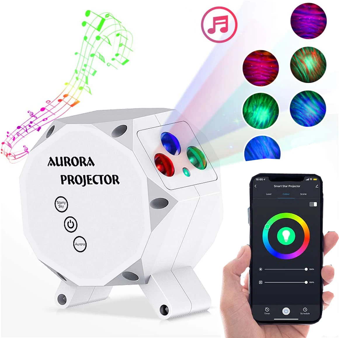 kids baby music star projector smart app WIFI sleeping night light laser aurora projector