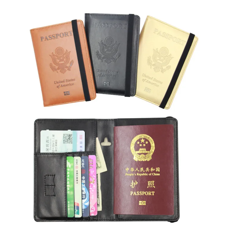 Customized USA Passport Holder Rfid Passport Wallet Pu Leather Passport cover