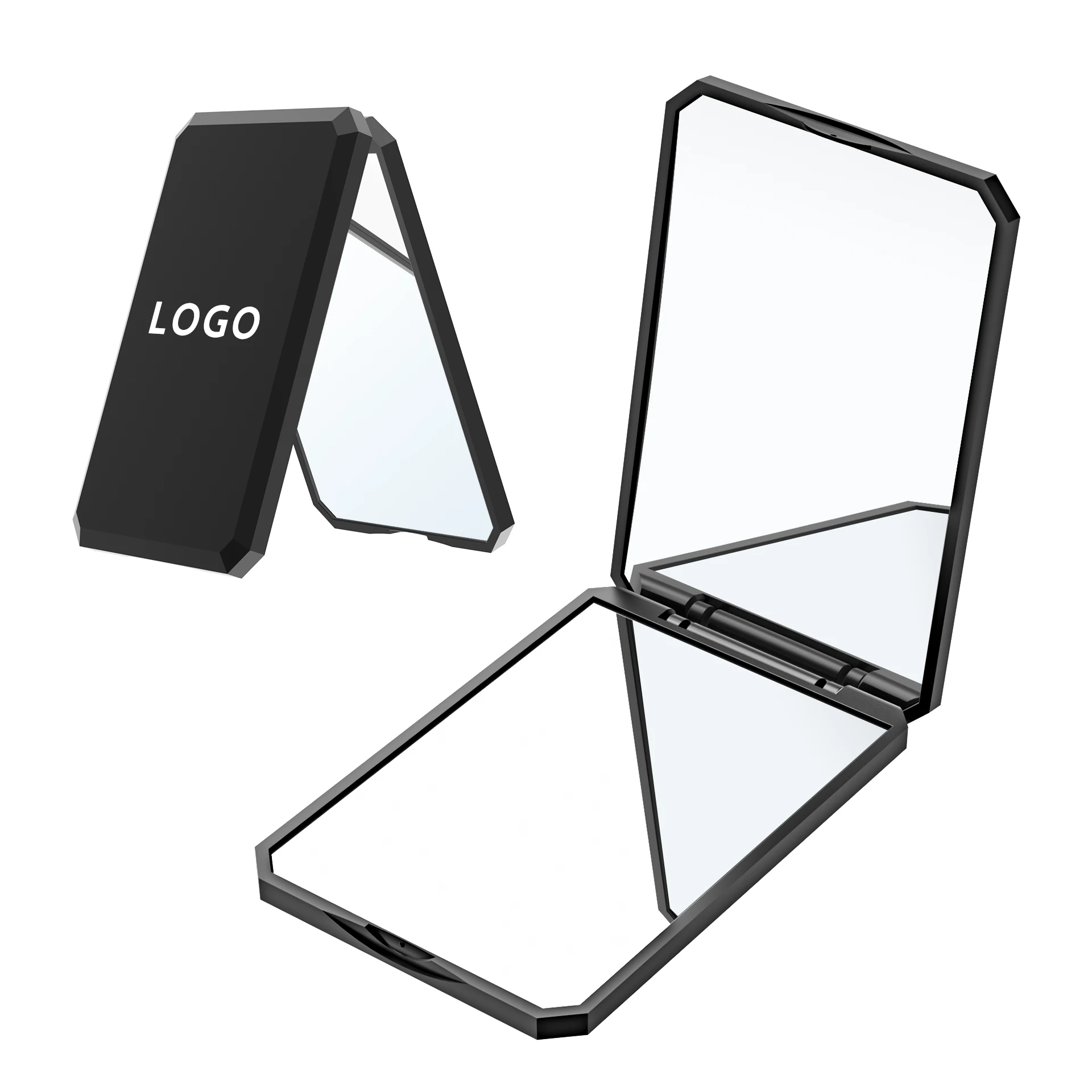 Logo Custom Small Compact Travel Mirror 2-Sided Handheld Portable Folding Mirror for Purse Pocket Gifts