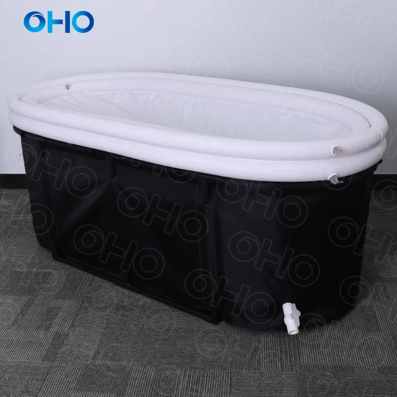 OHO 2024 New Trend Double Air Ring Portable Ice Bath Tub with red light Factory Direct Sale can Custom size logo