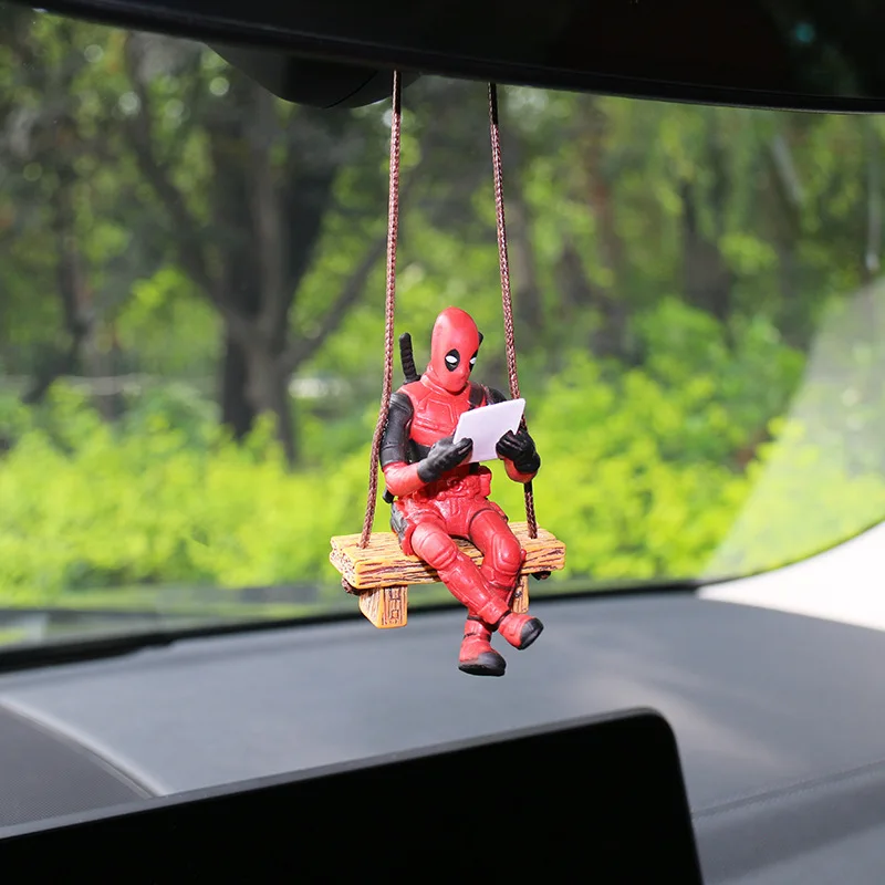 Car Interior Decor Resin Reading Book Deadpool Rear View Hanging Mini Pendant