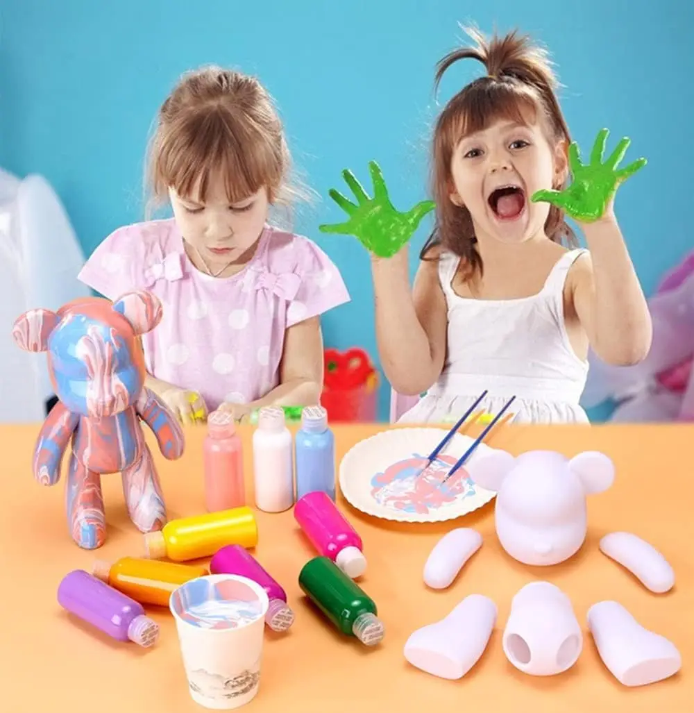 2 Oz / 60ml Creative Decorations Handmade Doll Figurine Toys Gift for Valentines DIY Painting Fluid Bear Teddy Bear Painting