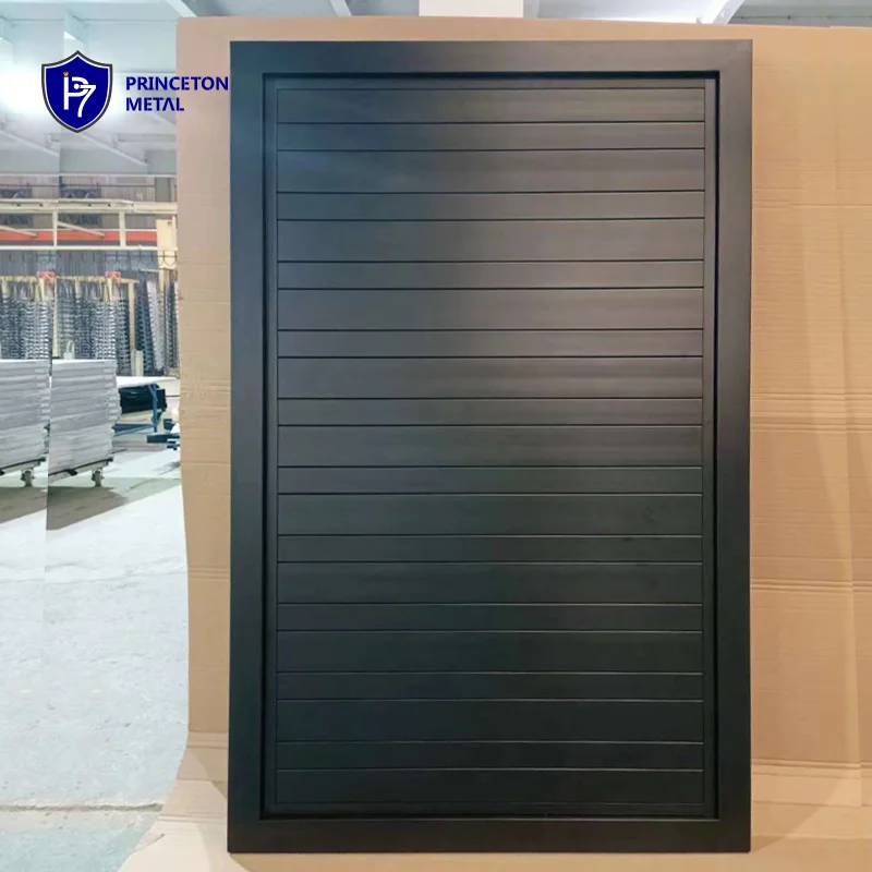 Horizontal  black modern metal garden fence privacy aluminum fence panels