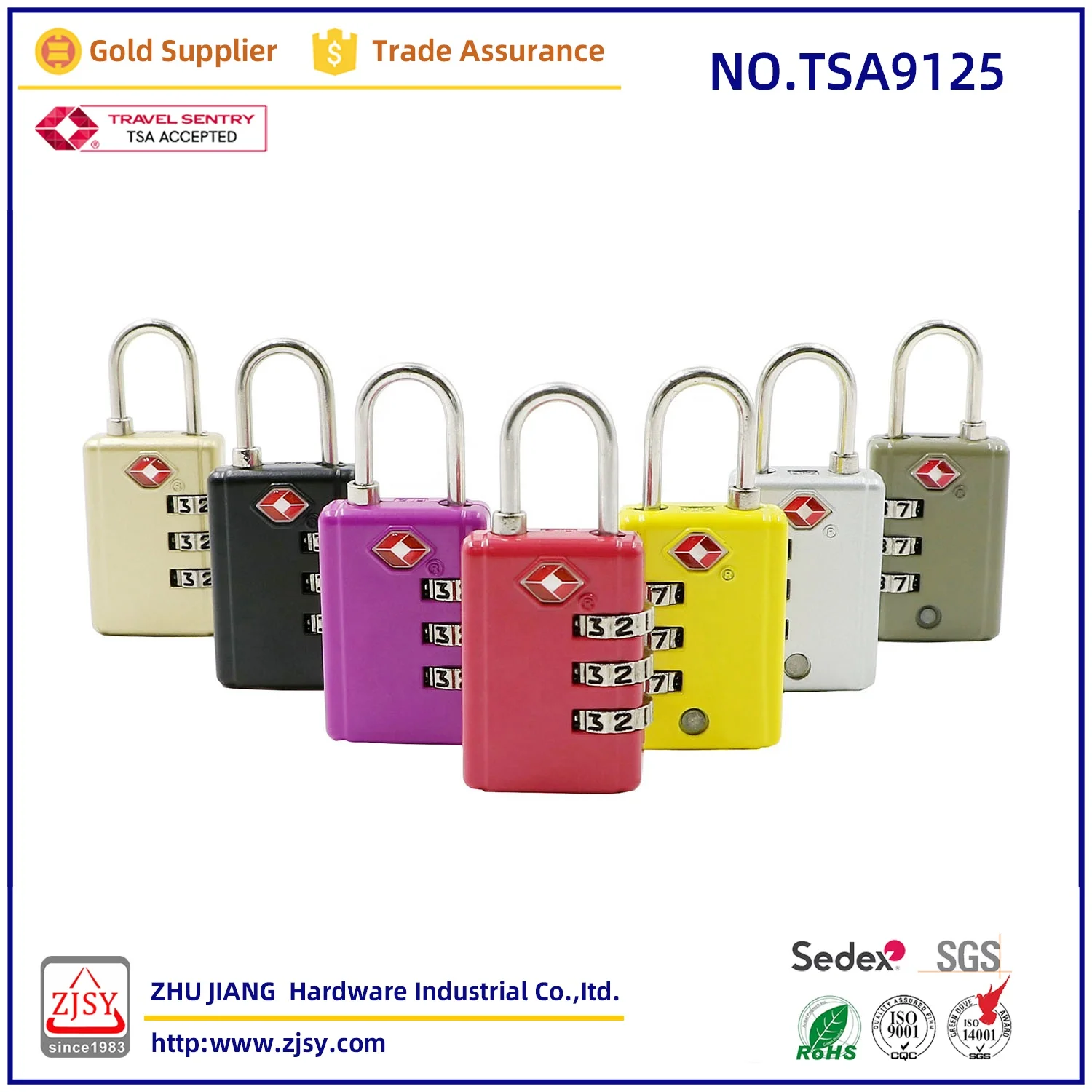 TSA9125 high quality zinc alloy password anti-theft padlock mini travel luggage lock TSA007 customs lock