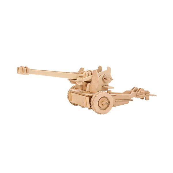 3D Wooden Puzzles Kids Game Toys wheel Cannon Anti-Aircraft Gun Cannon WW2 Soldiers Accessories Army Military Weapon