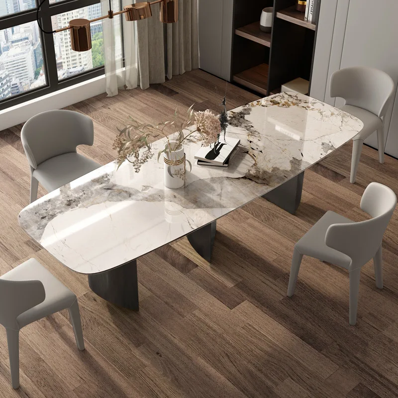 New Italy Design Hotel Restaurant Project Vila Home Use Steel Gold Dining Tables 10