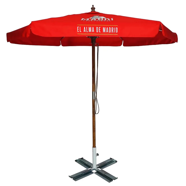 Parasol Garden Sunshade Big Promotional Umbrella with Company Logo Commercial Branded Custom Advertising Outdoor Wooden Umbrella