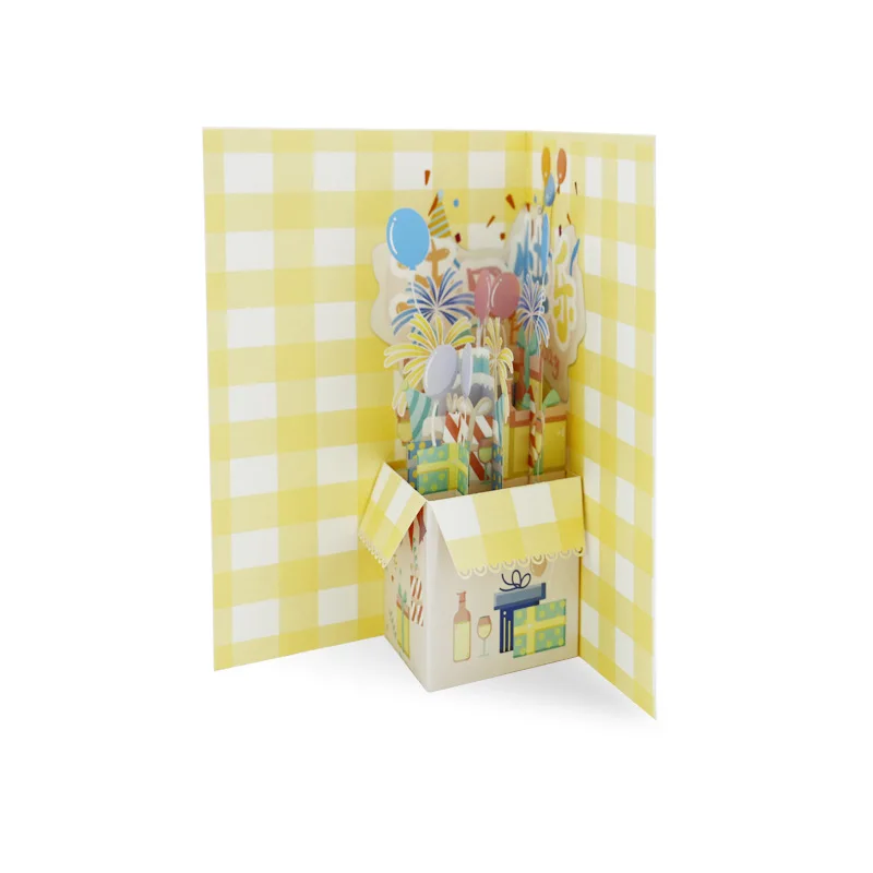 
Custom Creative Happy Birthday Christmas Balloon Blessing Greeting 3D Pop-up Cards 