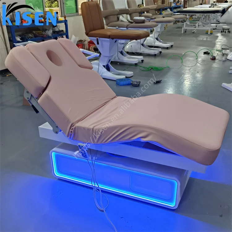 Kisen Hottest king size facial cosmetic beauty salon eyelash bed 3 motor automatic electric massage tables & bed for salon spa