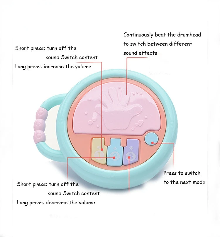 Shan tou factory direct to sell Baby music rattle drums early educational toys musical instruments