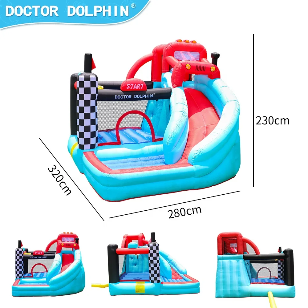 Doctor Dolphin Kids Play Indoor or Outdoor Car Bouncer Castle Inflatable With Slide Pool Bounce House Inflatable Bouncy Castle